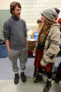 Simple, cosy fashion. Arwyn (left) and Kerri Rea opt for functional winter fashion. 