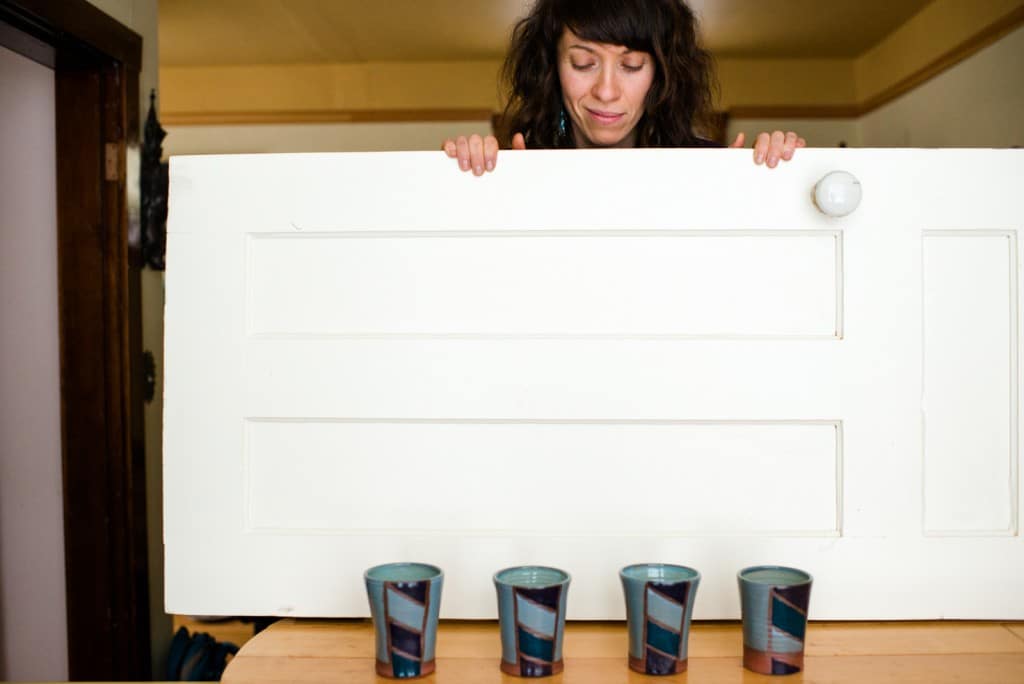 Kaitlan Murphy with her 2015 pattern series mugs. Photo: Agathe Bernard