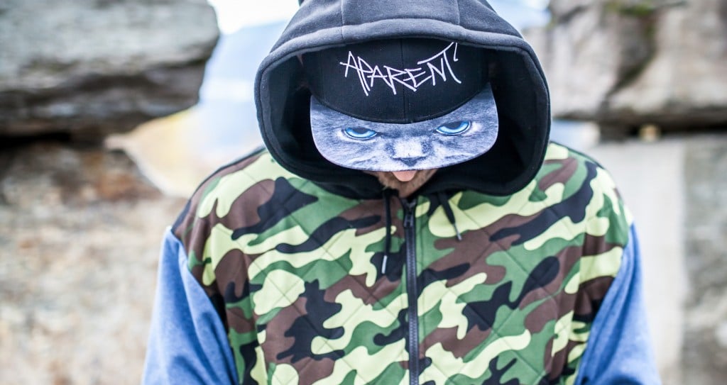 Greg Martinello models a unique camo hoodie from Aparent Clothing. Photo: William Eaton.