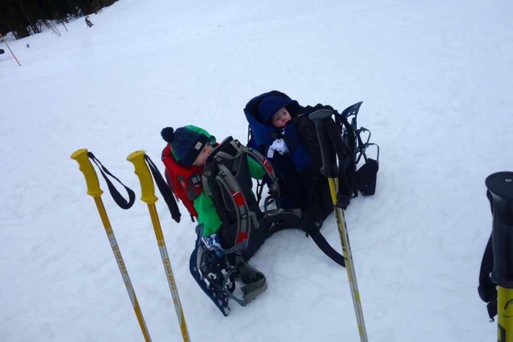 Snowshoes? Check. Hiking poles? Check. Babies?... Photo: Emily Kemp/Revelstoke Mountaineer.