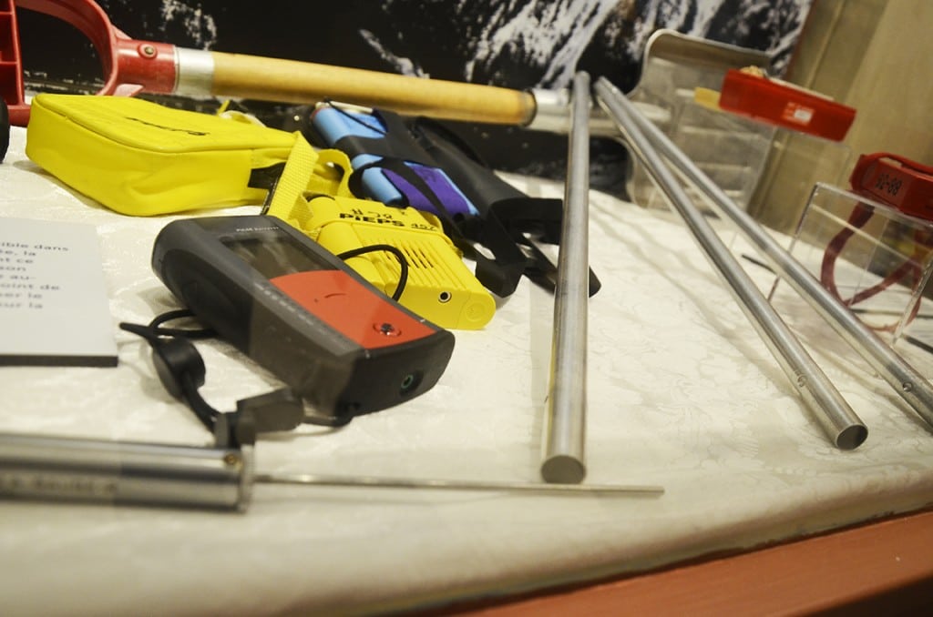 Avalanche field tools from past to present. Photo: Aaron Orlando/Revelstoke Mountaineer