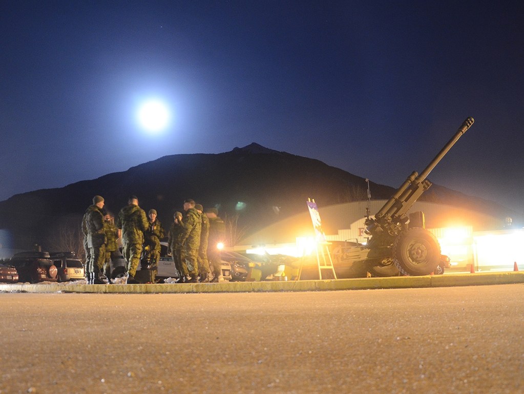 Canadian Armed Forces artillery were on hand to at the Revelstoke Performing Arts Centre. Photo: Aaron Orlando/Revelstoke Mountaineer