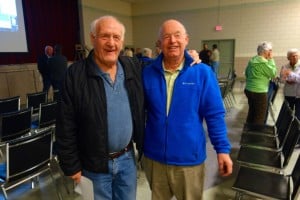 Revelstoke Golf Club members Kip Holloway (left) and Bill Gallitano were excited about the proposed plans to revitalise the club. Photo: Emily Kemp/Revelstoke Mountaineer.