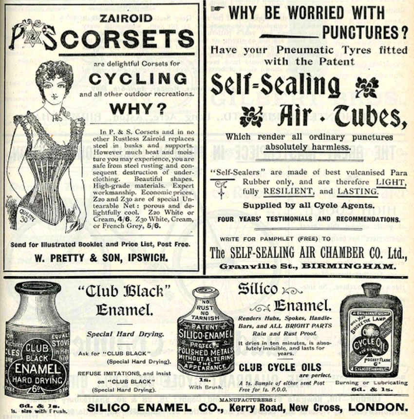 Cycling corset advertisement from the early 1900s, courtesy of The Online Bicycle Museum (www.oldbike.eu)