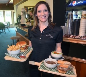 Server Jasmine Reid serves lunch at The Point Restaurant Revelstoke. Photo: Aaron Orlando/Revelstoke Mountaineer