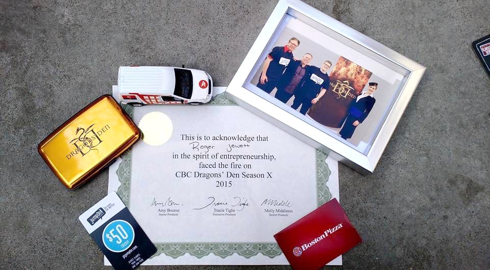The content of a swag bag provided to guests on the CBC Dragon's Den show. Photo: contributed by Jean-Marc LaFlamme