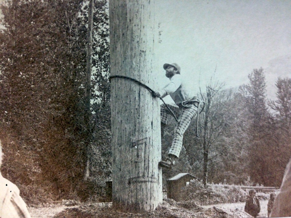 A tree toppers race in Revelstoke during the 1970s. The Heritage Celebration weekend will combine traditional Revelstoke community celebrations on one weekend event. Photo: B.C. Interior Forestry Museum