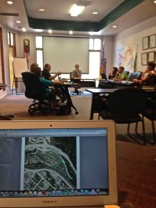 Manager of development services Dean Strachan explains the development the Advisory Planning Commission. Photo: Emily Kemp/Revelstoke Mountaineer.