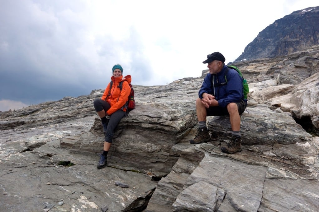 A few happy hikers stop to chat and enjoy the views on Mt Begbie. Photo: Emily Kemp/Revelstoke Mountaineer.
