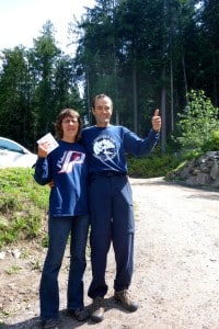 Irene and Claude Houle conquered their fear of heights at SkyTrek Adventure Park. Photo: Emily Kemp/Revelstoke Mountaineer.