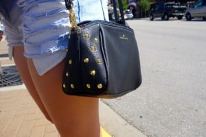 Black Volcom bag with gold hardware. Photo: Emily Kemp/Revelstoke Mountaineer.