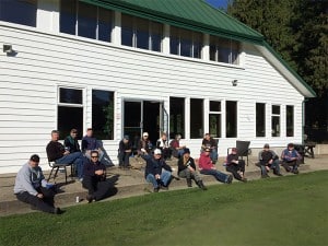It's all about the volunteers! Here, club members close up the course for the season, putting in a solid weekend of work for you, making affordable golfing in Revelstoke possible. Photo: Revelstoke Golf Club