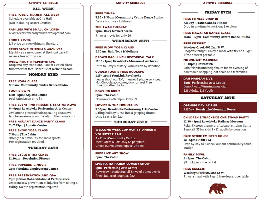 WW Schedule