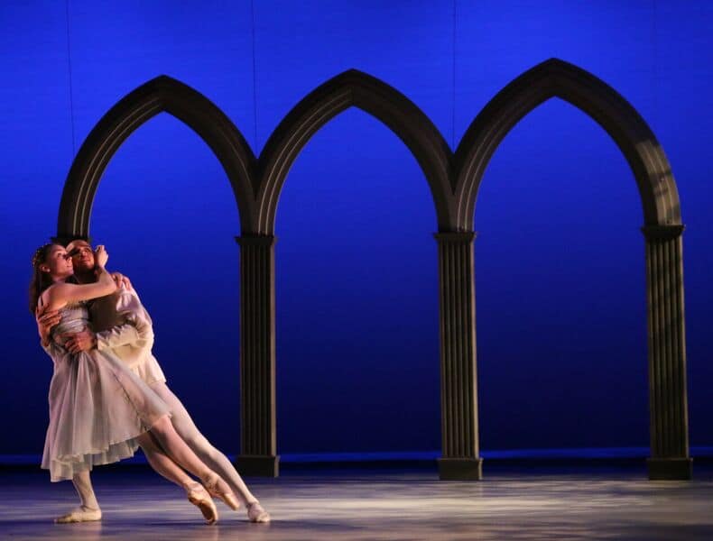 The most traditional balletic piece of the Boundless program, choreographer Joshua Beamish takes on the popular Romeo and Juliet balcony seen with new perspective. Photo: Simone Orlando.