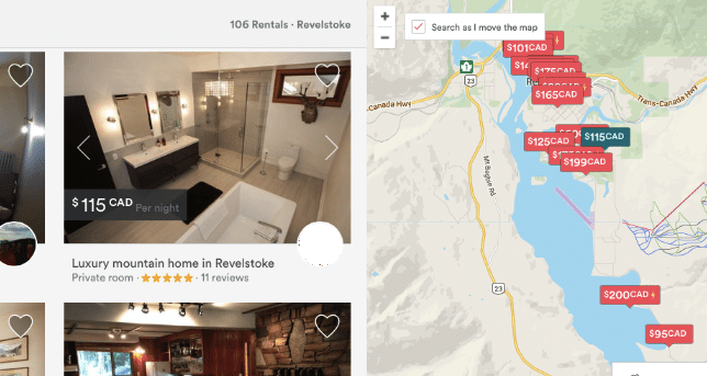 Vacation rentals are a popular side business for residents in Revelstoke. Photo: Screenshot Airbnb
