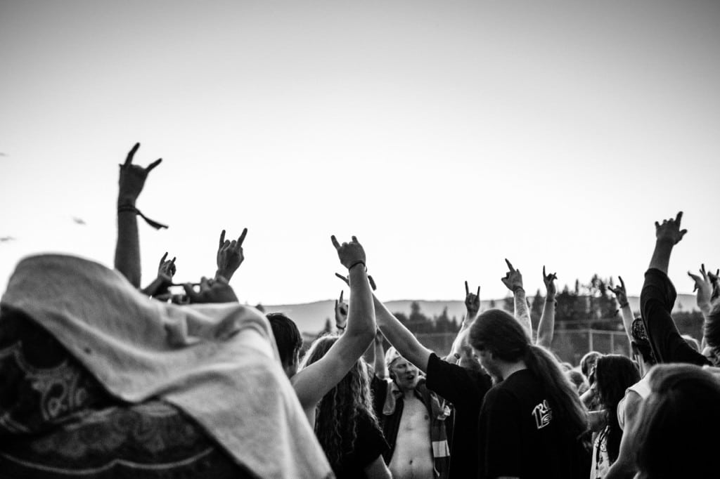 The 100 man beer shotgun at Armstrong MetalFest. Photo: Sara Power Photography