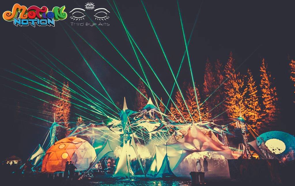 Golden music festival Motion Notion lights up the evening sky. Photo: Motion Notion