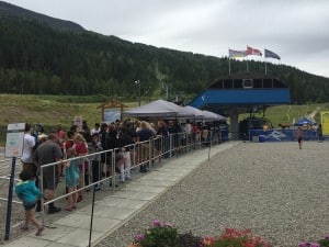 Line-ups for Revelstoke Mountain Resort's The Pipe mountain coaster stretches past 100 people early in the summer. A new ticket system has reduced the waiting time. Photo: Aaron Orlando/Revelstoke Mountaineer file photo