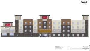 This is a rendition of the proposed new Ramada hotel to be located on the vacant lot at the intersection of the Trans-Canada Highway and Highway 23 North. Photo: City of Revelstoke image