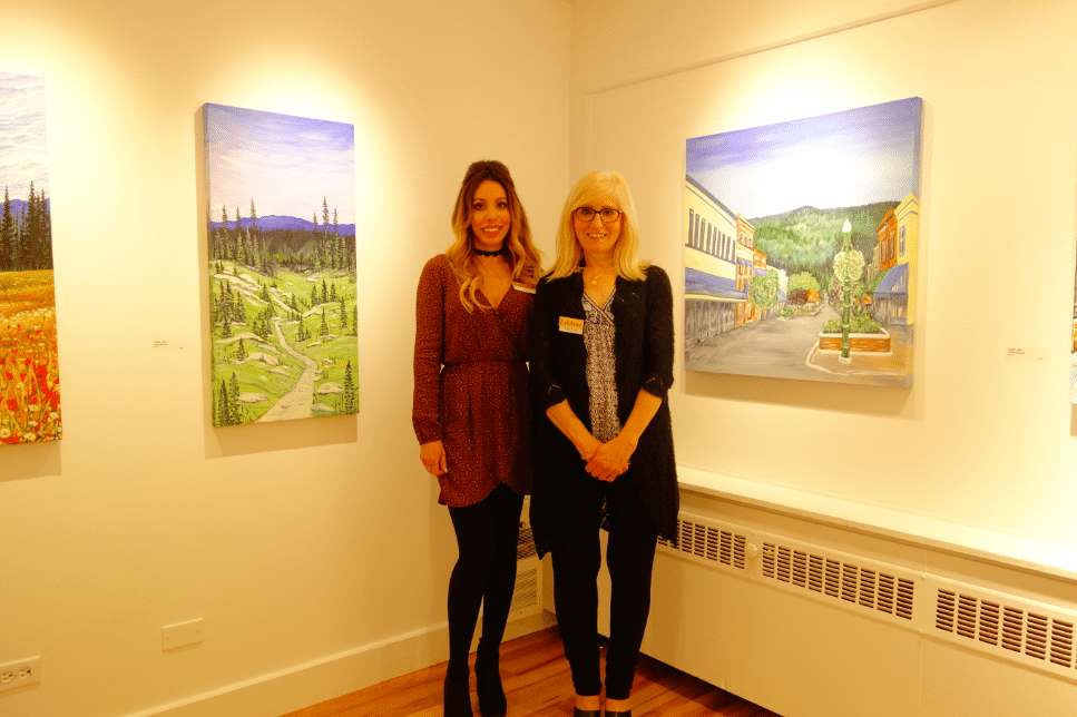 Mother Susan (right) and daughter Kristi left) team up to display their art. Photo: Emily Kemp/Revelstoke Mountaineer
