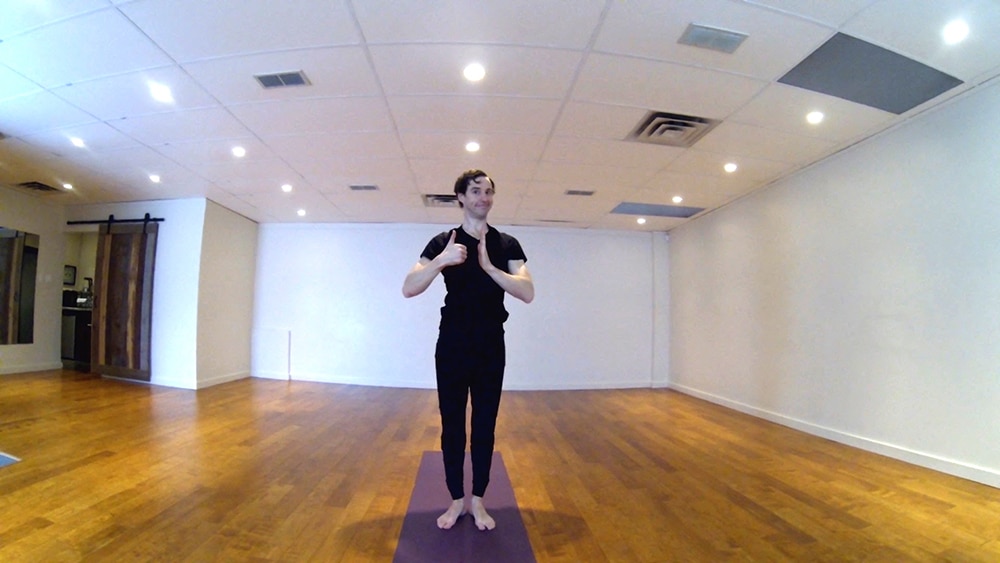 Lucas Myers tries out yoga as part of the Revelstoke Project. Photo: Lucas Myers