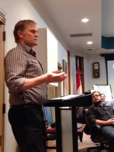 Selkirk Medical Group's managing associate Dr. Cameron MacLeod at the Dec. 6 city council meeting. Photo: Emily Kemp/Revelstoke Mountaineer