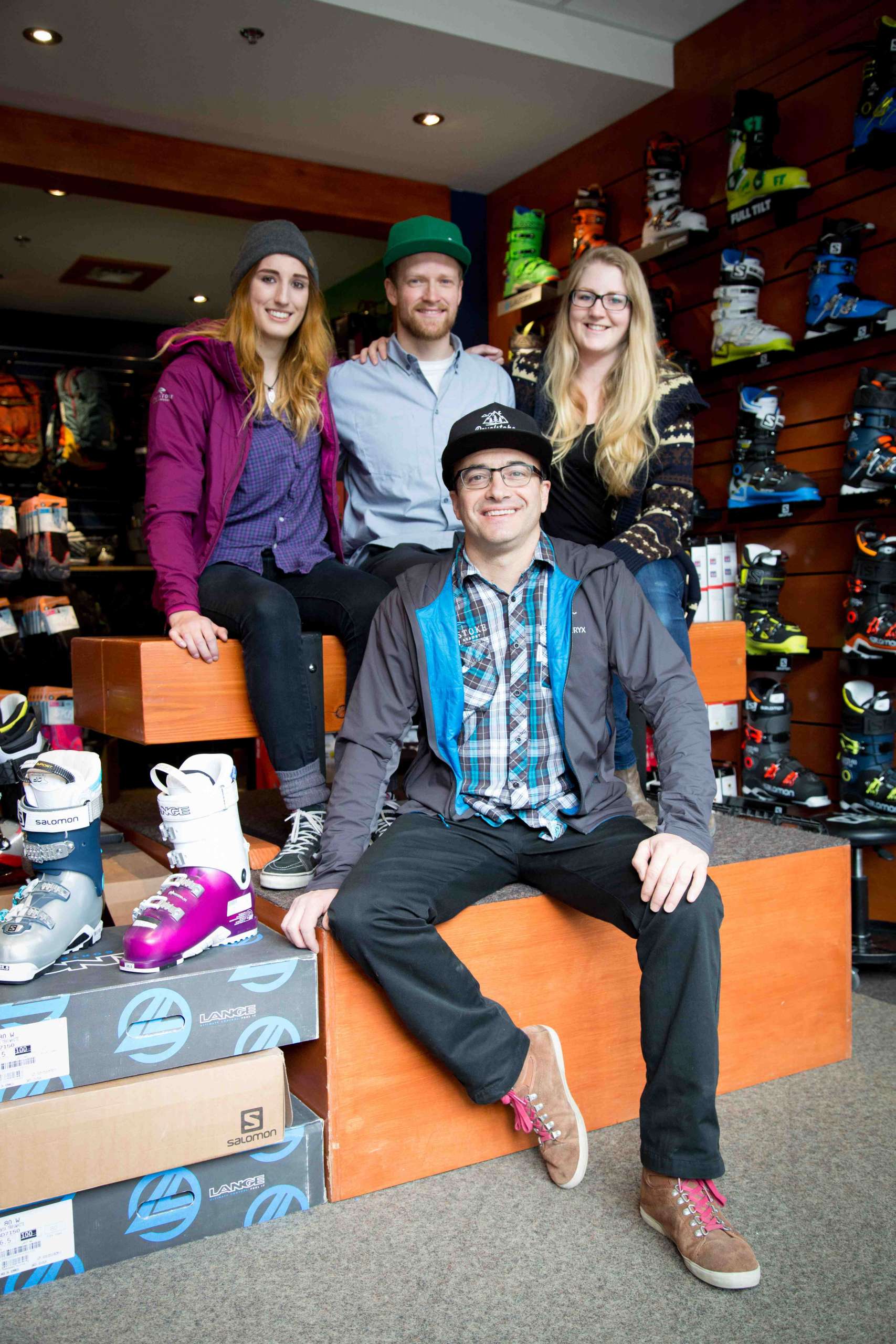The R Gear team: From left Louise Stanway, Bryn Vickers, Stéphanie Richer-Henry with manager Benoit Lafon. Photos: Sarah Mickel Photography