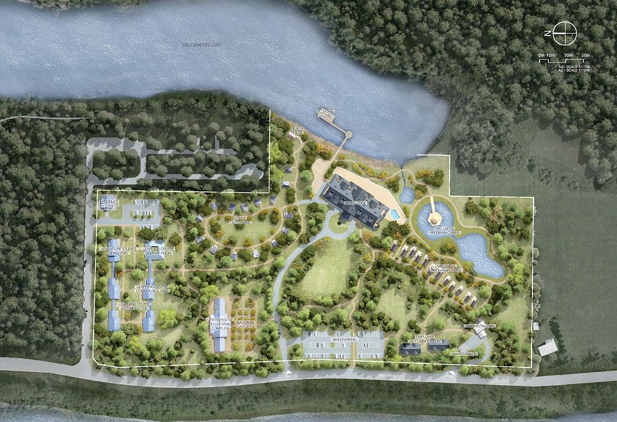 An application has been submitted to the Agricultural Land Commission to develop a 26.2 acre piece of property along the shores of Williamson's Lake. The property would house a hydroponic greenhouse, aquaponic fish farm, and promote farm to table food production, according to the proponent. The application is currently under review process by the Advisory Planning Commission for CSRD Electoral Area B, who will discuss the project on July 25. Photo: CSRD