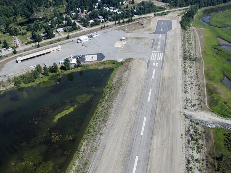 Arial view of the Revelstoke airport