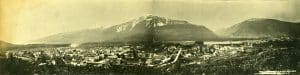 Revelstoke 1901 panorama photo in sepia tones