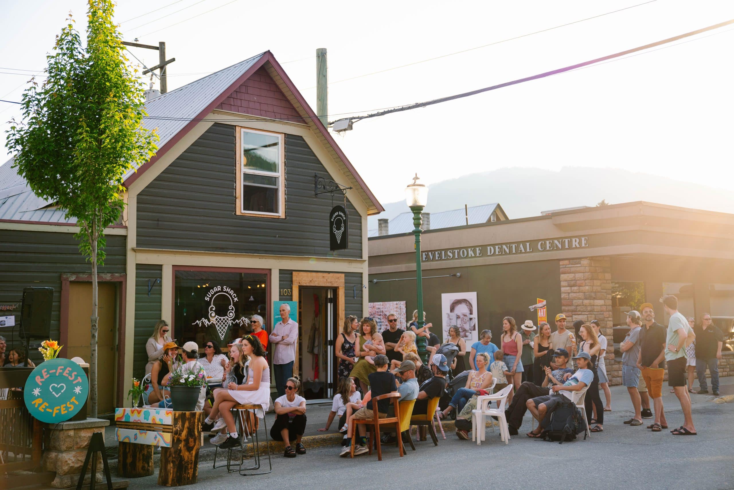 Revy Re-Fest participants outside of Sugar Shack, a store in Revelstoke's downtown.