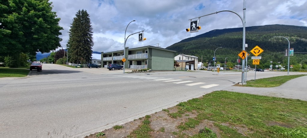 Pedestrian and bike crossing at Revelstoke Fifth street