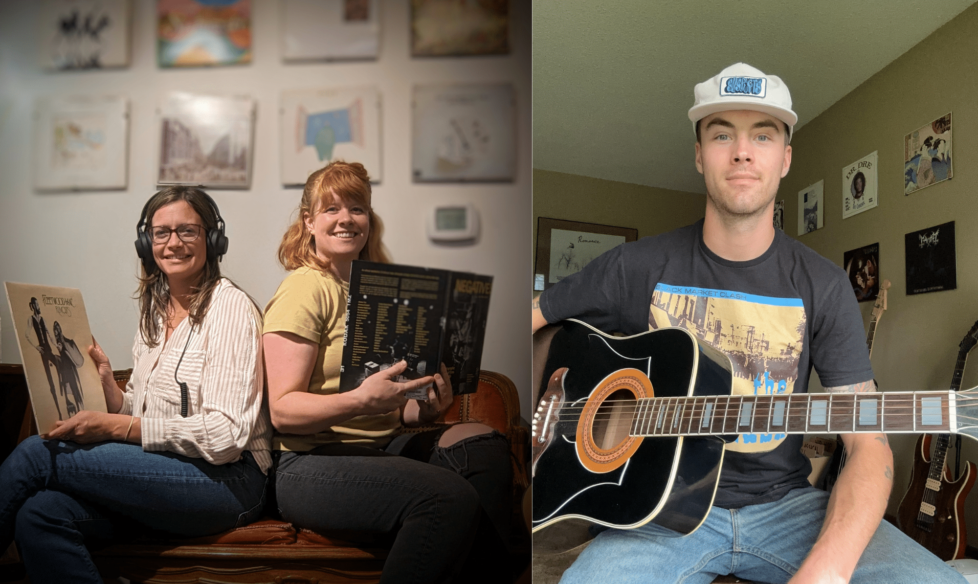 Sound Cellar team Kristin Olsen, Stacy Batchelor and Paddy Brown in collage of two images side by side.